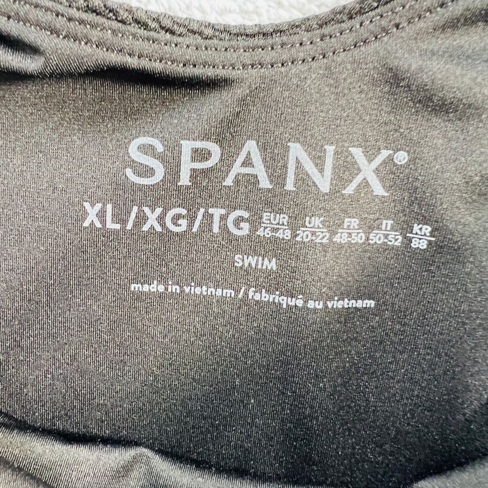 Spanx Black Pique High Neck One Piece Swimsuit Shaping Tummy Control Women XL - Picture 6 of 10